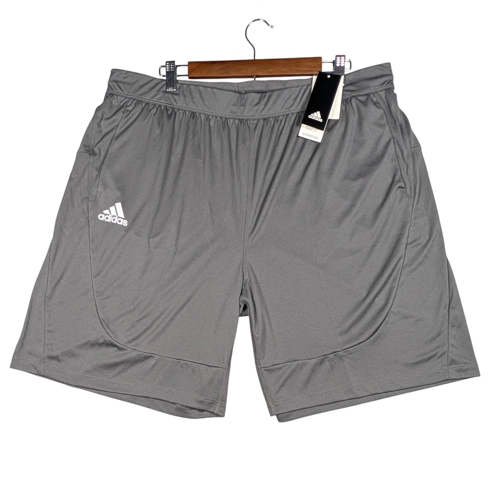 Adidas Knit Shorts Mens 2XL Grey AEROREADY Training Gym GM2517 Logo NEW - Picture 1 of 9